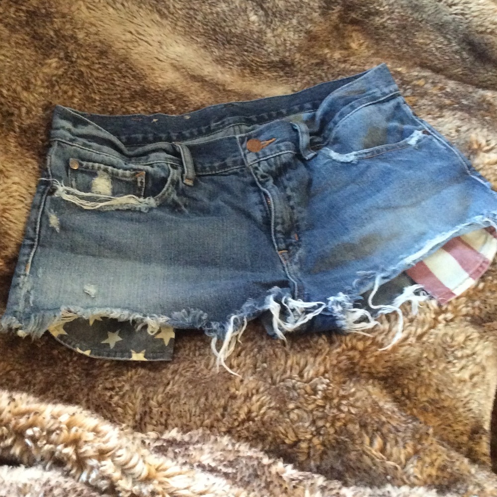 Ralph Lauren Distressed Blue Denim Cutoff Shorts